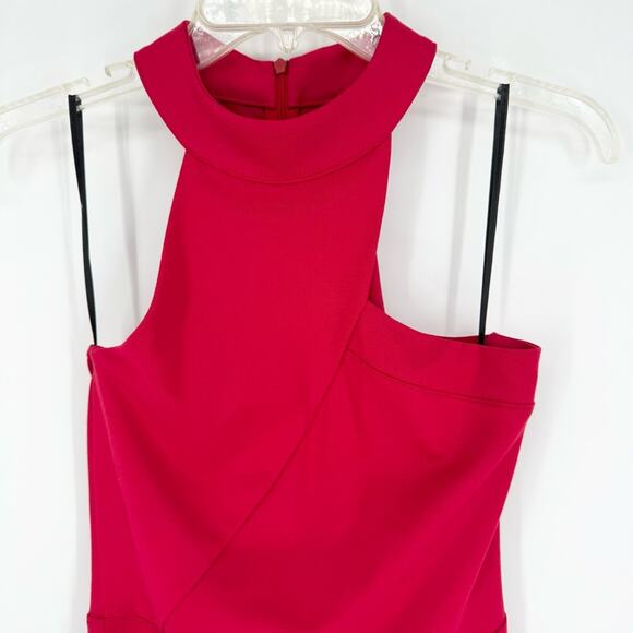 Marcella Women's Sonata Asymmetric Neckline Sheath Midi Dress Red S Glam Formal - Picture 5 of 15